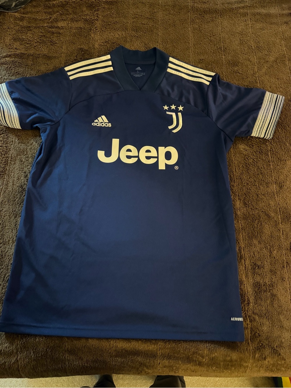 adidas Juventus Navy Blue and White Jersey with Jeep Logo